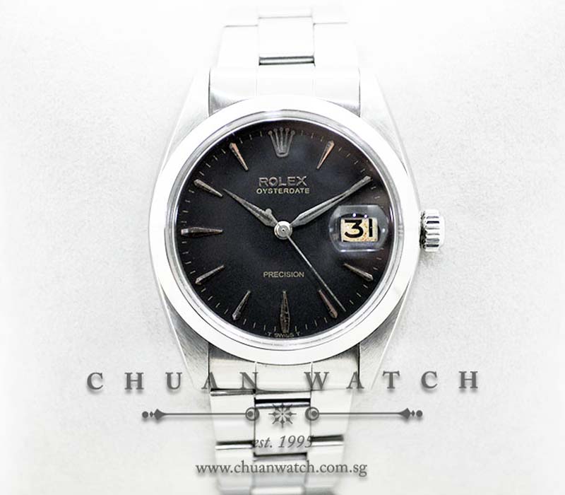 Rolex Oysterdate Precision 6694 Black Pointed Baton - Discontinued