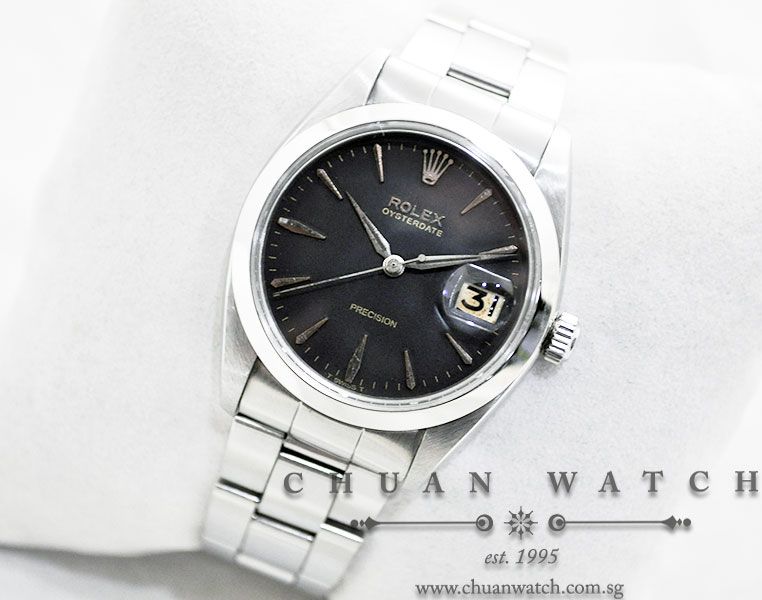 Rolex Oysterdate Precision 6694 Black Pointed Baton - Discontinued - Image 2