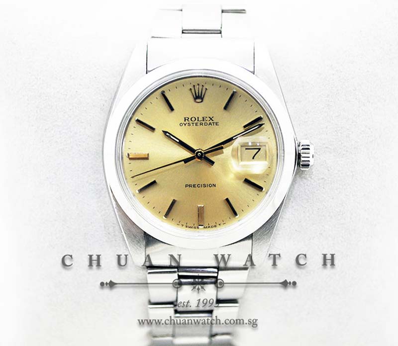 Rolex Oysterdate Precision 6694 Champagne Rhodium Baton - Discontinued