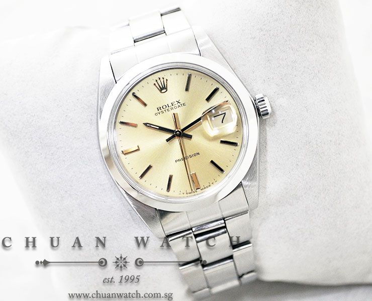 Rolex Oysterdate Precision 6694 Champagne Rhodium Baton - Discontinued - Image 3