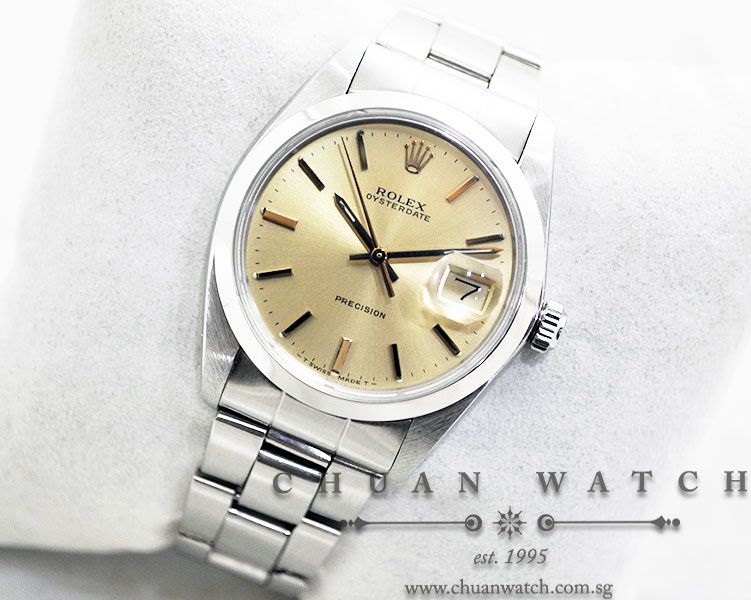Rolex Oysterdate Precision 6694 Champagne Rhodium Baton - Discontinued - Image 2