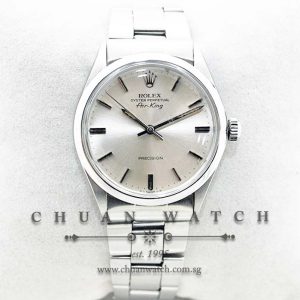 Rolex Vintage Air-King 34mm 5500 Silver Rhodium Baton - Discontinued