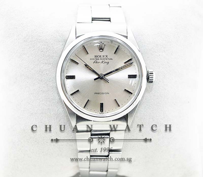 Rolex Vintage Air-King 34mm 5500 Silver Rhodium Baton - Discontinued