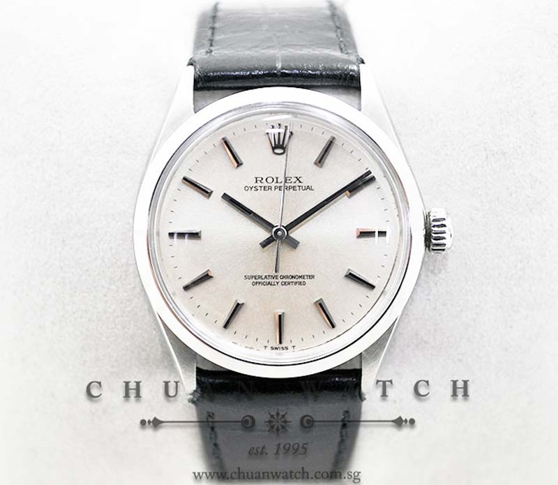 Rolex Vintage Oyster Perpetual 34mm 1002 Silver Rhodium Baton - Discontinued