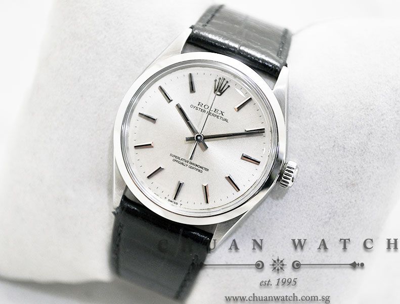Rolex Vintage Oyster Perpetual 34mm 1002 Silver Rhodium Baton - Discontinued - Image 2