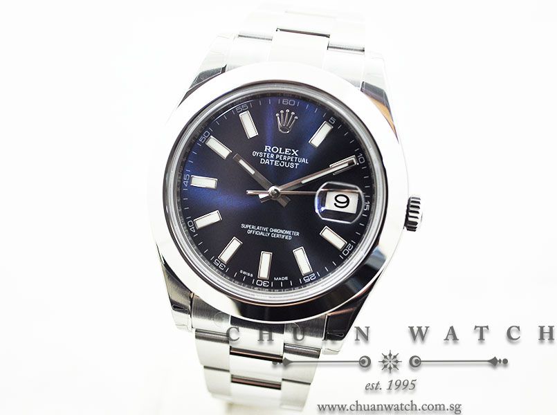 Rolex DateJust II 116300 Blue Sunburst Baton - Image 2