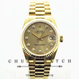 Rolex Boys DateJust President 31mm 68278 Champagne Rhodium Diamonds - Discontinued