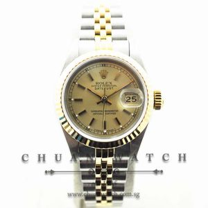 Rolex Ladies DateJust 26mm 69173 Champagne Rhodium Baton - Discontinued