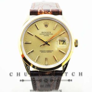 Rolex Vintage Oyster Perpetual Date 34mm 1550 Champagne Rhodium Baton - Discontinued