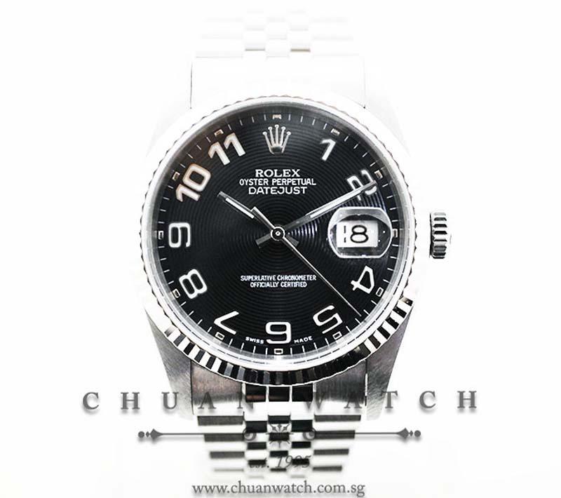 Rolex Gents DateJust 36mm 16234 Black Concentric Arabic - Discontinued