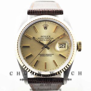 Rolex Vintage DateJust 36mm 16013 Champagne Rhodium Baton - Discontinued
