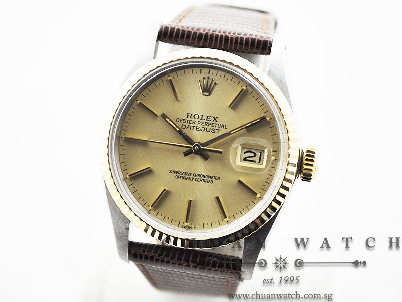 Rolex Vintage DateJust 36mm 16013 Champagne Rhodium Baton - Discontinued - Image 2