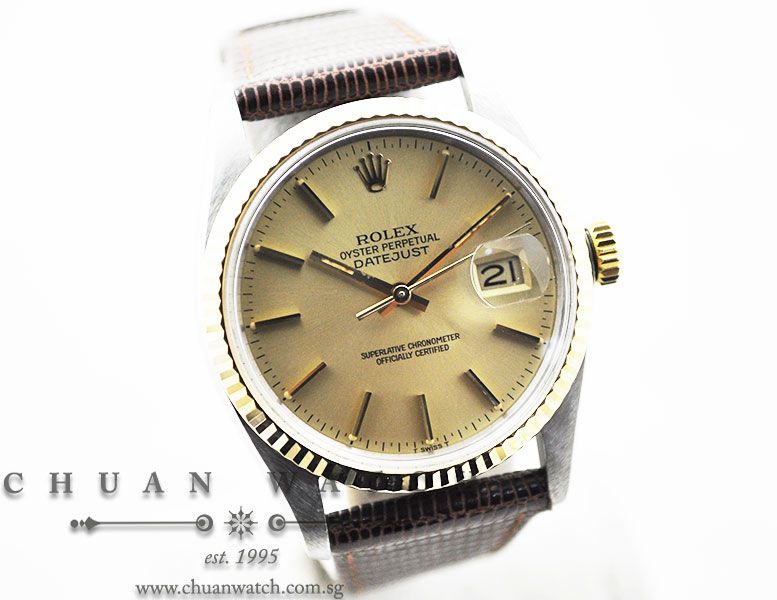 Rolex Vintage DateJust 36mm 16013 Champagne Rhodium Baton - Discontinued - Image 3