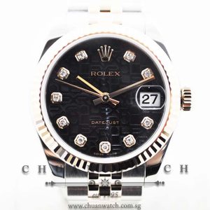 Rolex Boys DateJust 31mm 178271 Black Jubilee Diamonds