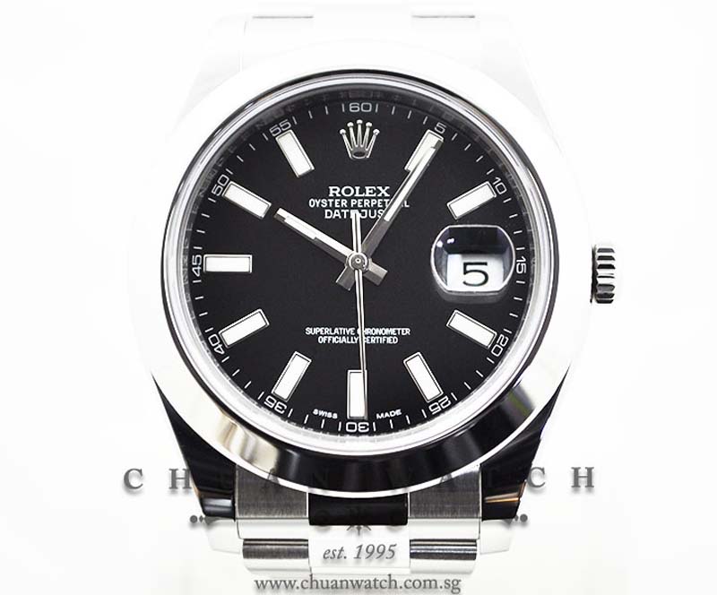 Rolex DateJust II 116300 Black Rhodium Baton