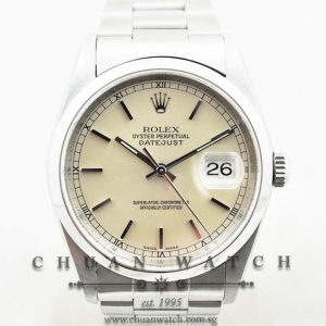 Rolex Gents DateJust 36mm 16200 Silver Rhodium Baton - Discontinued