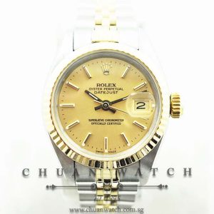 Rolex Vintage Ladies DateJust 26mm 6917-3 Champagne Rhodium Baton - Discontinued