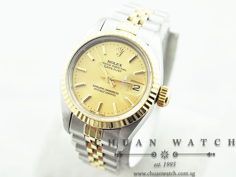 Rolex Vintage Ladies DateJust 26mm 6917-3 Champagne Rhodium Baton - Discontinued - Image 2