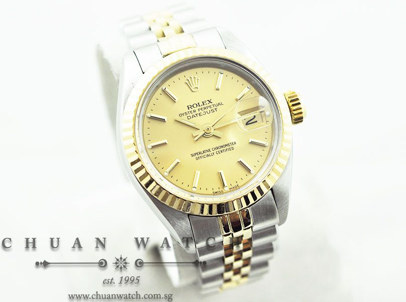 Rolex Vintage Ladies DateJust 26mm 6917-3 Champagne Rhodium Baton - Discontinued - Image 3