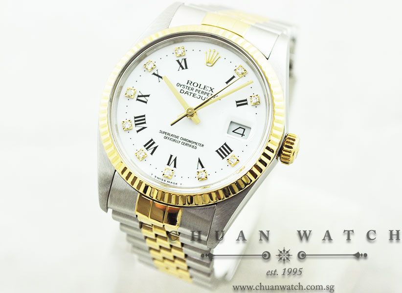 Rolex Gents DateJust 36mm 16013 White Roman Diamonds - Discontinued - Image 2
