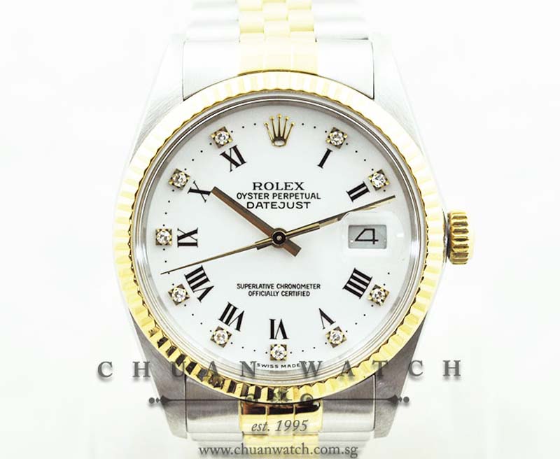 Rolex Gents DateJust 36mm 16013 White Roman Diamonds - Discontinued