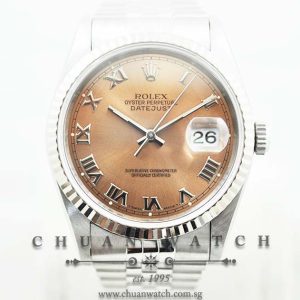 Rolex Gents DateJust 36mm 16234 Salmon Rhodium Roman - Discontinued