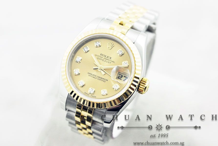 Rolex Ladies DateJust 26mm 179173 Champagne Rhodium Diamonds - Image 2