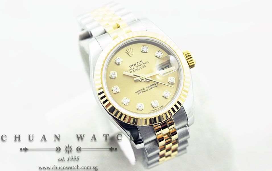 Rolex Ladies DateJust 26mm 179173 Champagne Rhodium Diamonds - Image 3