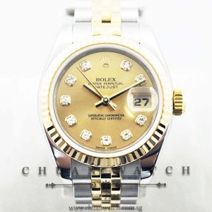 Rolex Ladies DateJust 26mm 179173 Champagne Rhodium Diamonds