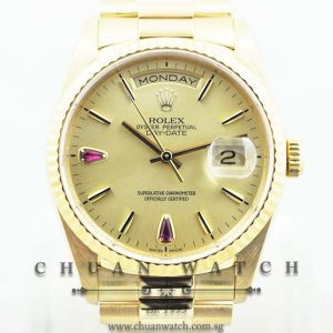 Rolex Day-Date President 36mm 18238 Champagne Teardrop Ruby - Discontinued