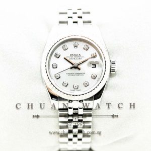 Rolex Ladies DateJust 26mm 179174 Silver Rhodium Diamonds