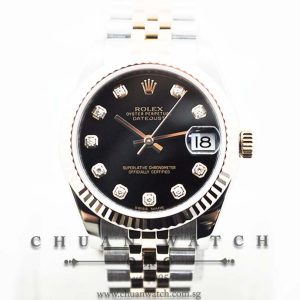 Rolex Boys DateJust 31mm 178271 Black Rhodium Diamonds