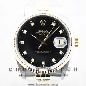 Rolex Gents DateJust 36mm 16233 Black Diamonds - Discontinued