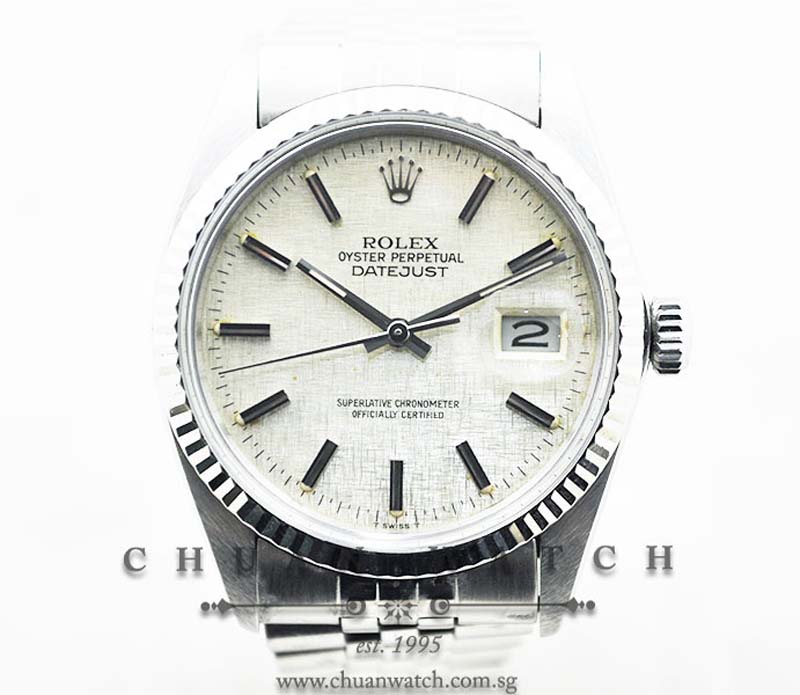 Rolex Vintage Gents DateJust 36mm 16014 Silver Textured Baton - Discontinued