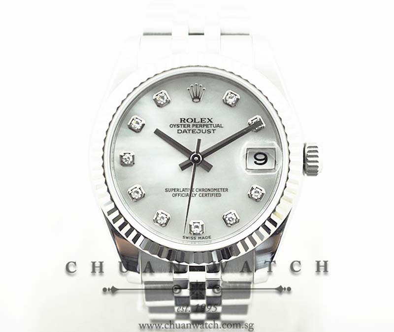 Rolex Boys DateJust 31mm 178274 White MOP Diamonds