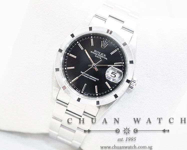 Rolex Oyster Perpetual Date 34mm 15210 Black Rhodium Baton - Discontinued - Image 2