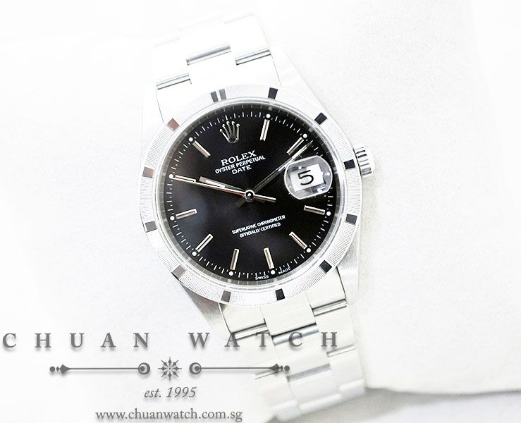 Rolex Oyster Perpetual Date 34mm 15210 Black Rhodium Baton - Discontinued - Image 3