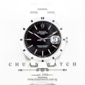 Rolex Oyster Perpetual Date 34mm 15210 Black Rhodium Baton - Discontinued