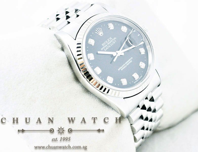 Rolex Gents DateJust 36mm 16234 Black Rhodium Diamonds - Discontinued - Image 3