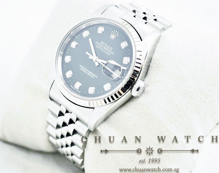 Rolex Gents DateJust 36mm 16234 Black Rhodium Diamonds - Discontinued - Image 2