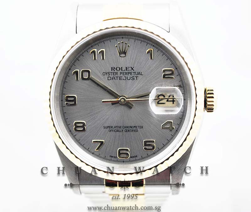 Rolex Gents DateJust 36mm 16233 Silver Rhodium Arabic - Discontinued