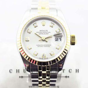 Rolex Ladies DateJust 26mm 179173 Silver Rhodium Diamonds
