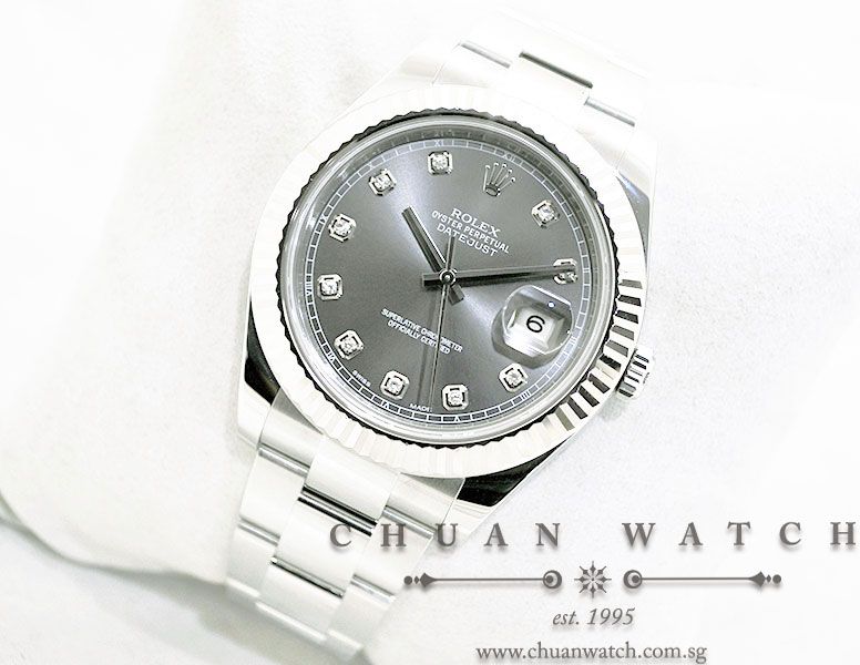 Rolex DateJust II 116334 Grey Rhodium Diamonds - Image 2