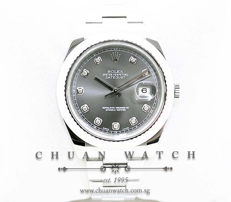 Rolex DateJust II 116334 Grey Rhodium Diamonds