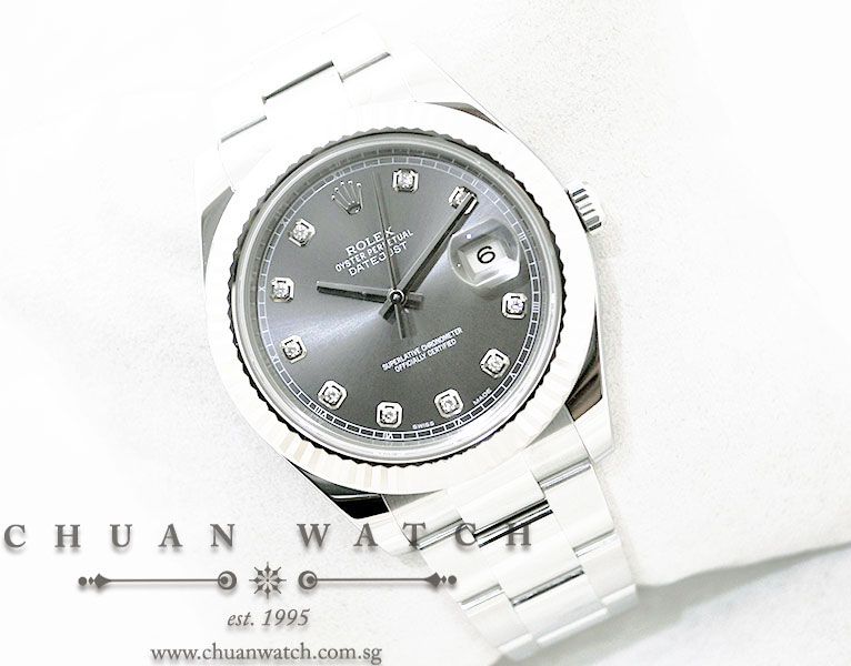 Rolex DateJust II 116334 Grey Rhodium Diamonds - Image 3