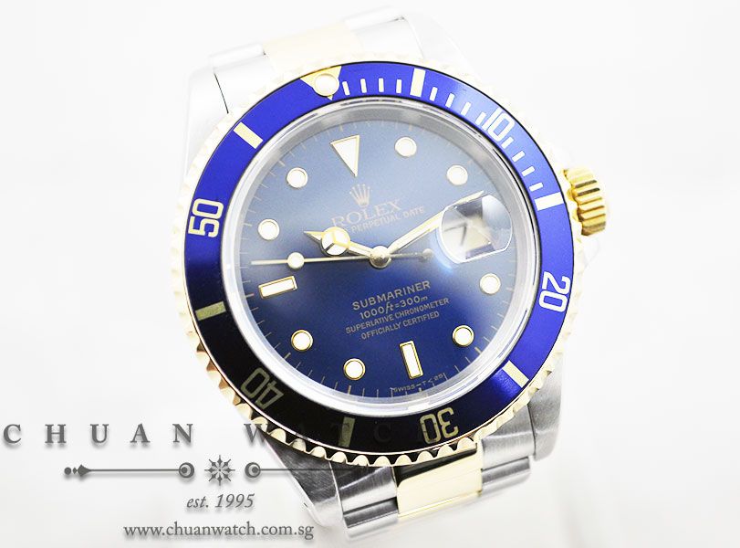 Rolex Submariner 16613 Blue Sunburst Rhodium - Discontinued - Image 3