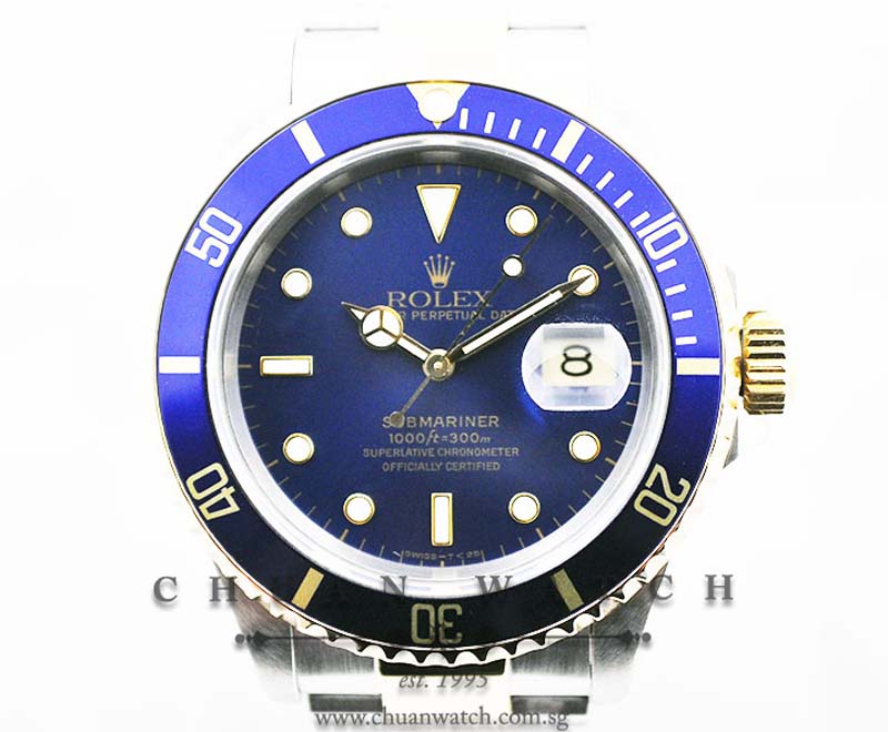 Rolex Submariner 16613 Blue Sunburst Rhodium - Discontinued