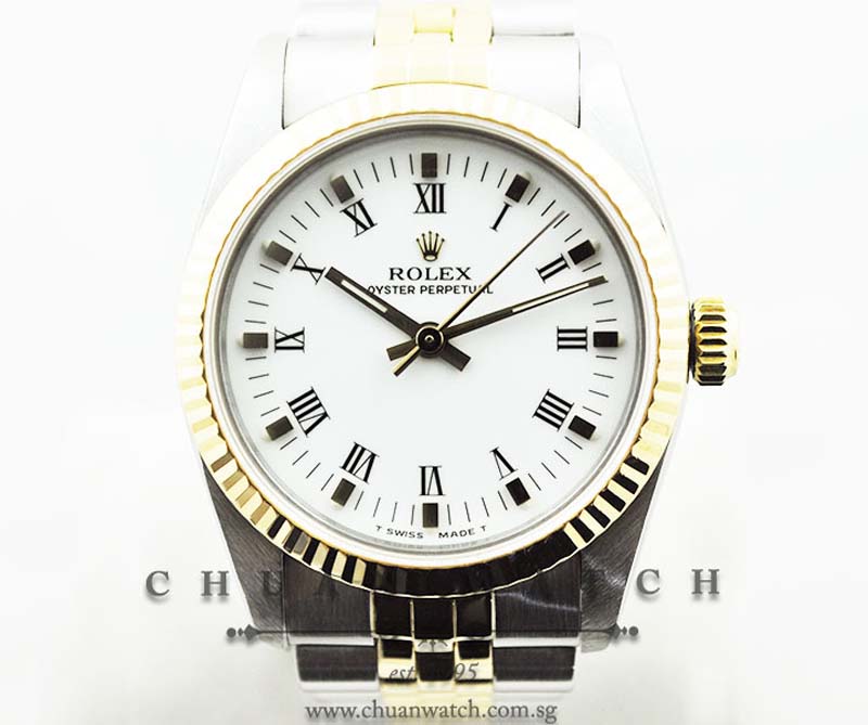 Rolex Boys Oyster Perpetual No-Date 31mm 67513 White Roman - Discontinued