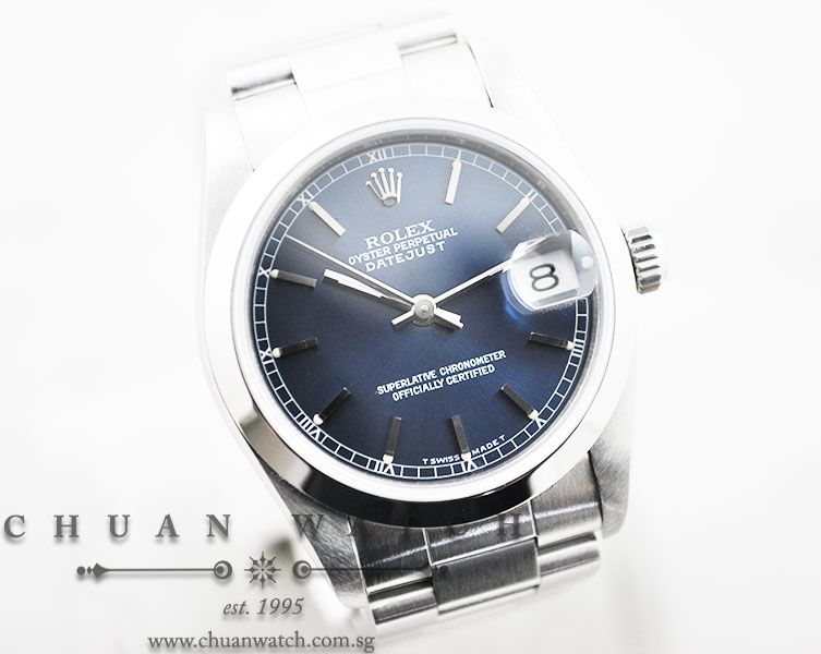 Rolex Boys DateJust 31mm 68240 Blue Rhodium Baton - Discontinued - Image 3