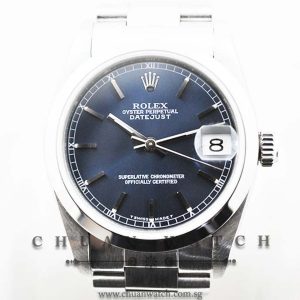 Rolex Boys DateJust 31mm 68240 Blue Rhodium Baton - Discontinued